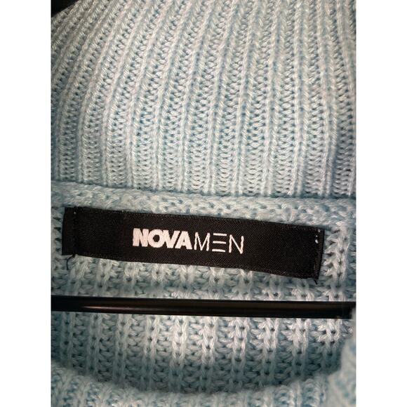 NOVAMEN Light Blue Turtleneck Sweater Polyester Cozy Knit Top Size Large - Picture 4 of 13